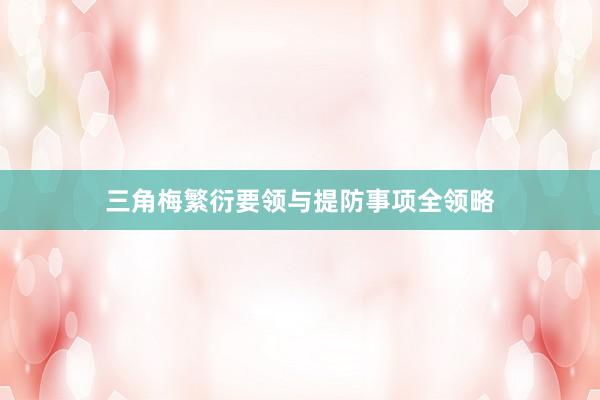 三角梅繁衍要领与提防事项全领略