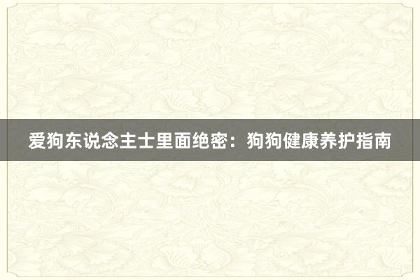 爱狗东说念主士里面绝密：狗狗健康养护指南